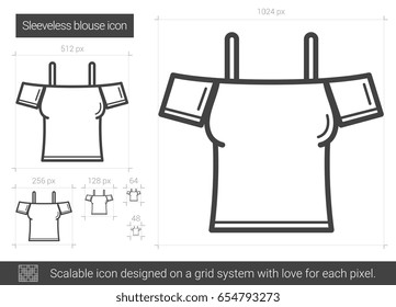 Sleeveless blouse vector line icon isolated on white background. Sleeveless blouse line icon for infographic, website or app. Scalable icon designed on a grid system.