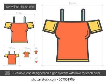 Sleeveless blouse vector line icon isolated on white background. Sleeveless blouse line icon for infographic, website or app. Scalable icon designed on a grid system.