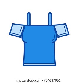 Sleeveless blouse vector line icon isolated on white background. Sleeveless blouse line icon for infographic, website or app. Blue icon designed on a grid system.