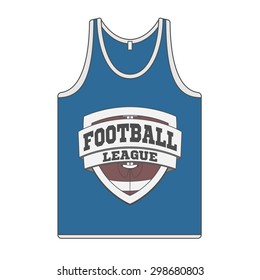 Sleeveless blue Shirt with Football Label. Singlet vector Illustration