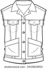 
sleeveless denim jacket , denim jacket ,sleeveless denim jacket with zipper detail 