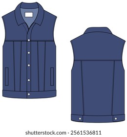 Sleeveless denim vest mock up design