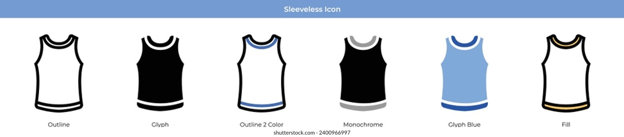 Sleeveless Fitness Vector Icon Set