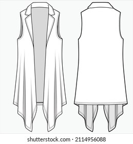 HEMLINE NOTCH COLLAR WOMM SHRUG IN VECTOR FILE