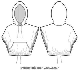 Esbozo plano de la chaqueta Hoodie sin mangas Ilustración, chaqueta de suéter encapuchado con dibujo frontal y posterior, chaqueta de invierno para hombres y mujeres. para excursionismo, ultradesgaste y entrenamiento en invierno