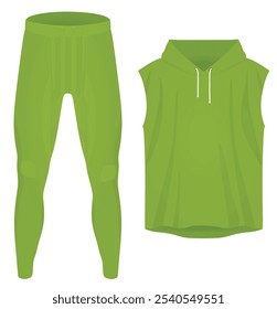 Sleeveless hoodie and joggers. vector