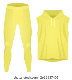 Sleeveless hoodie and joggers. vector