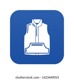 Sleeveless jacket icon blue vector isolated on white background