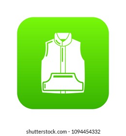 Sleeveless jacket icon green vector isolated on white background
