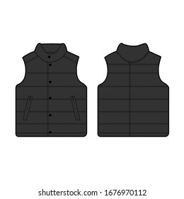 sleeveless jacket vest vector tech pack template.