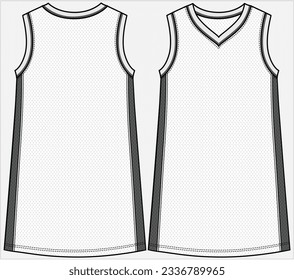 SLEEVELESS A LINE SPORTY KNIT DRESS WITH PRINCESS PANEL AND VARSITY GRAPHIC DESIGNED FOR WOMEN AND TEEN GIRLS IN VECTOR FILE