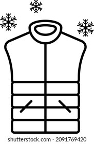 Sleeveless Mens Zipper with Pockets Concept, Leather Products Vector Line Icon Design, Winter Season activities Symbol, Coldest Weather Sign, Snow and frost Stock Illustration