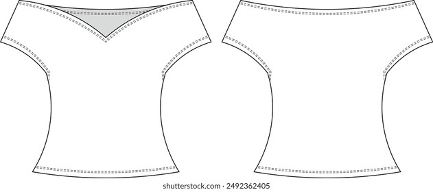 sleeveless off the shoulder v neck fit blouse top template technical drawing flat sketch cad mockup fashion woman design style model 