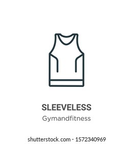 Sleeveless outline vector icon. Thin line black sleeveless icon, flat vector simple element illustration from editable gym and fitness concept isolated on white background
