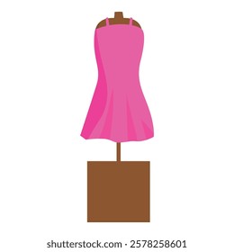 Sleeveless pink summer dress on mannequin on white background, perfect for showcasing clothing designs