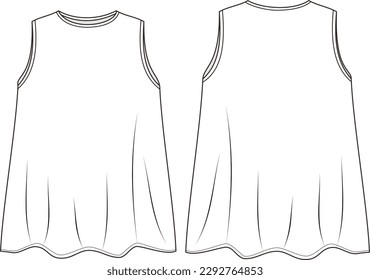 sleeveless round neck top sketch
