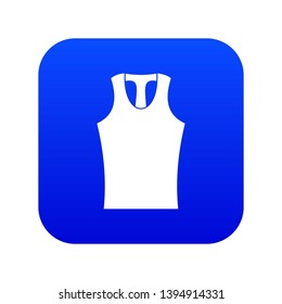 Sleeveless shirt icon digital blue for any design isolated on white vector illustration