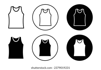 Sleeveless shirt icon. sleeve less short top t shirt for men and women symbol set. Sleeveless pullover t shirt jersey or sweat shirt vest vector sign. sport wear garment tank cloth line logo