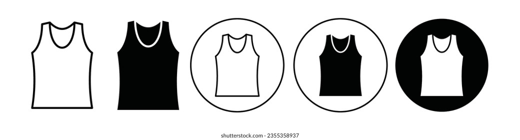 Sleeveless shirt icon. T shirt for men and women for fitness symbol. Vector sign of sport undershirt or vest. Flat logo set of singlet cloth fashion style. Outline of cotton Male Top short apparel. 