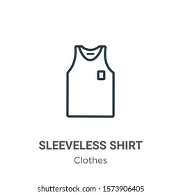 Sleeveless shirt outline vector icon. Thin line black sleeveless shirt icon, flat vector simple element illustration from editable clothes concept isolated on white background