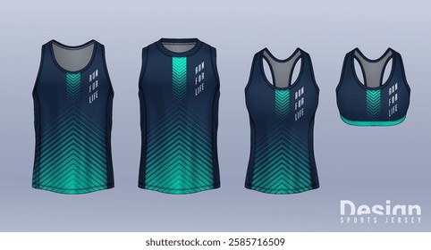 Sleeveless shirt sport design template,  jersey mockup for Men's and Women's, Running singlet,basketball Tank top.