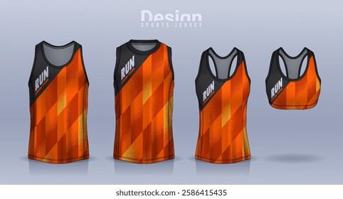 Sleeveless shirt sport design template, jersey mockup for Men's and Women's, Running singlet, basketball Tank top.