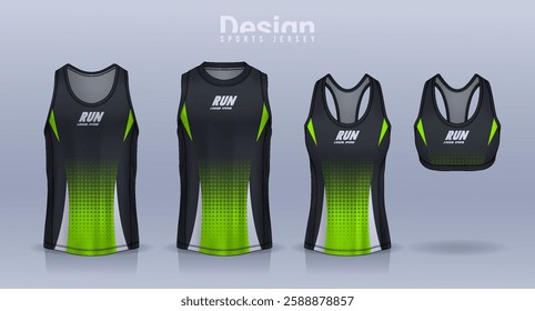 Sleeveless shirt sport design template, jersey mockup for Men's and Women's, Running singlet, basketball Tank top.