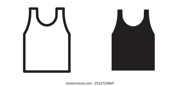 Sleeveless shirt vector icon set black filled and outlined style.