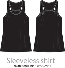 Sleeveless shirt vector  for  lady templte pattern