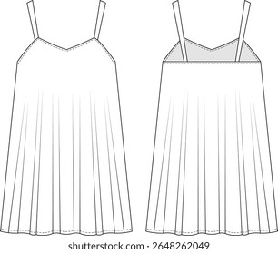 strappy sem mangas amarrado v pescoço flred solto slouchy mini vestido curto tenda modelo desenho técnico esboço plano cad mockup moda mulher design estilo modelo 