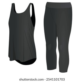 Sleeveless t shirt and pants. vector