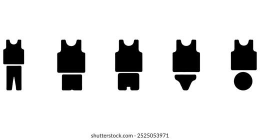 Tanque sin mangas con el icono de bragas. Icono de Singlet. Ropa interior de los hombres.