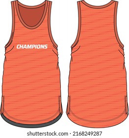 Sleeveless Tank Top Basketball jersey vest design flat sketch illustration template, sports jersey concept with front and back view for Men and women Volleyball jersey and badminton kit