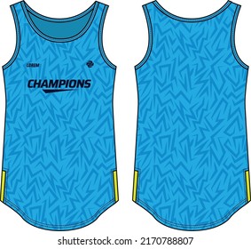 Sleeveless Tank Top Basketball jersey vest design flat sketch illustration template, abstract print sports jersey concept with front and back view for Men and women Volleyball jersey and badminton kit