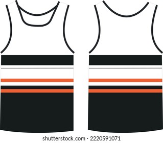 Sleeveless Tank Top Basketball jersey vest design t-shirt template, sports jersey concept with front and back view for Men and women. Basketball,Volleyball jersey,tennis,tank top and badminton uniform