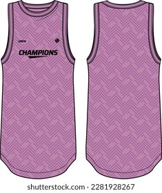 Sleeveless Tank Top Basketball jersey vest design flat sketch illustration template, abstract print sports jersey concept with front and back view for Men and women Volleyball jersey and badminton kit