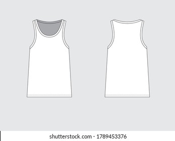 sleeveless tank top, flat sketch, vector