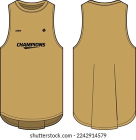 Sleeveless Tank Top vest design flat sketch illustration template, abstract print sports jersey concept with front and back view for Men and women