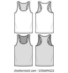 Sleeveless Tee Fashion Flat Sketch Template Stock Vector (Royalty Free ...