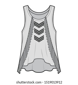 Sleeveless tee fashion flat sketch template