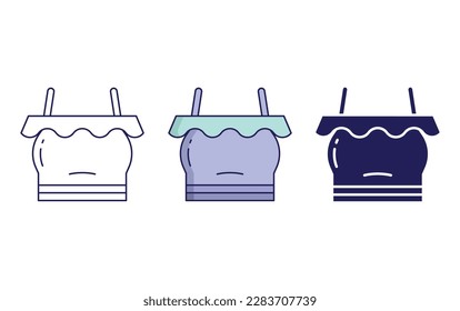 Sleeveless Top line and solid vector icons