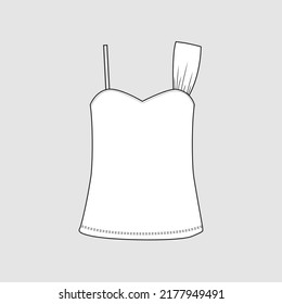 Sleeveless Top Strap Gathering Detail Camisole Stock Vector (Royalty ...