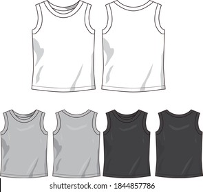 Sleeveless tops for boys vector template pattern