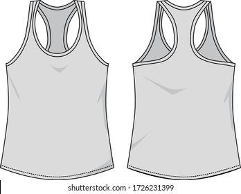 Sleeveless tops for women. Sports style and fashion. Front back side