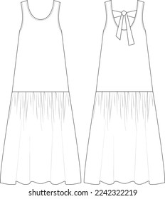 sleeveless trapeze dress, modern maxi dress