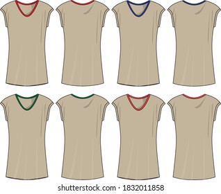 
Arte vectorial frontal y posterior de camisetas sin mangas