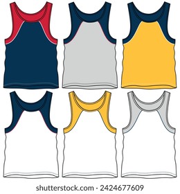 Sleeveless t-shirt set, with fashionable cuts, stripes, and block cuts with fashionable and attractive colors, in different variants making them more dynamic.