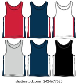 Sleeveless t-shirt set, with fashionable cuts, stripes, and block cuts with fashionable and attractive colors, in different variants making them more dynamic.