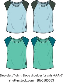 
Plantilla de vector de hombro sin mangas de camiseta de la pendiente