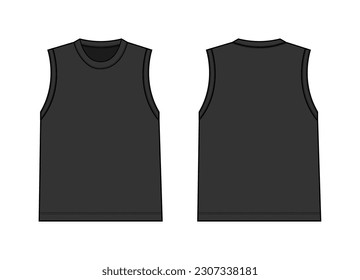 Sleeveless  T-shirt vector template illustration